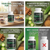 HERBIFLIX supplement bottle with nature-themed elements and text on a collage.